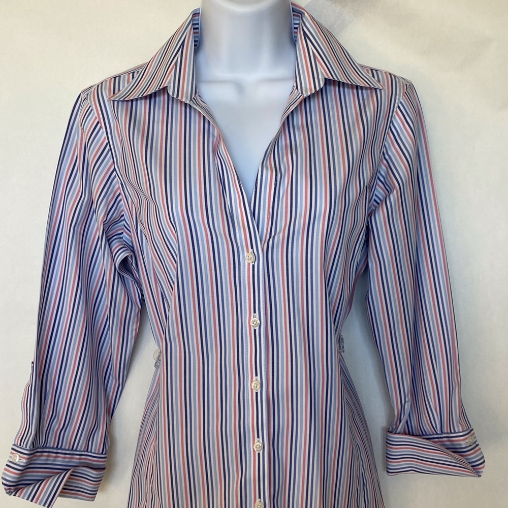 Brooks Brothers multi color stripe shirt.